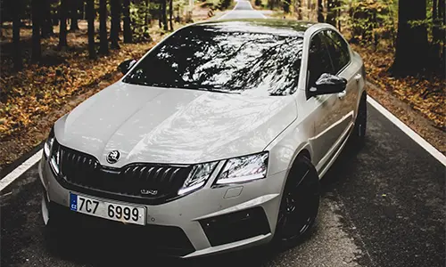 Black Skoda Octavia in the Countryside